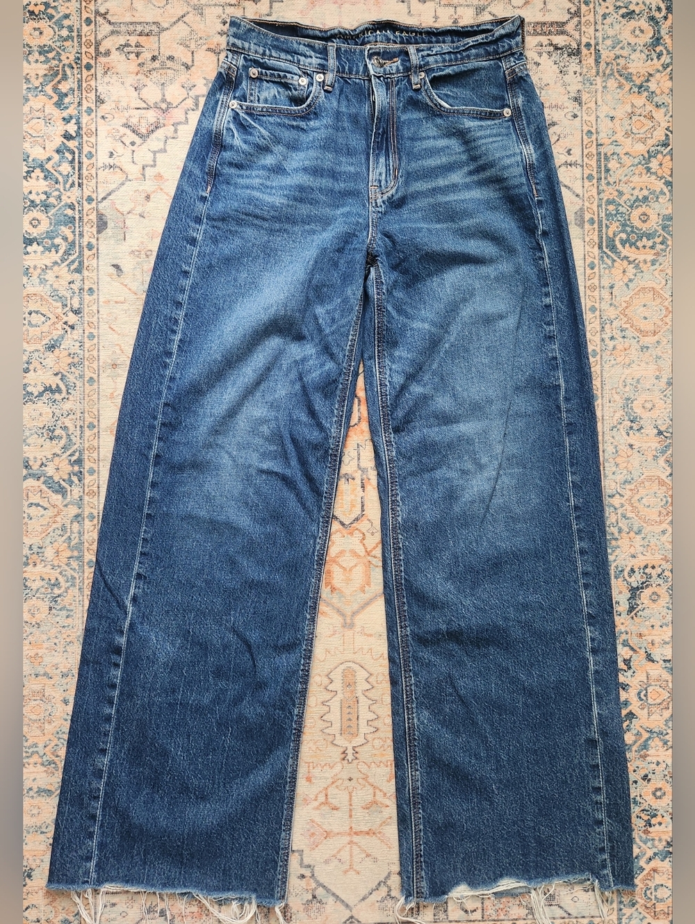 American Eagle Outfitters Dark Blue Wide Leg Flare Jeans
